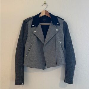 Theory Gray and Black Jacket with Asymmetrical Zipper